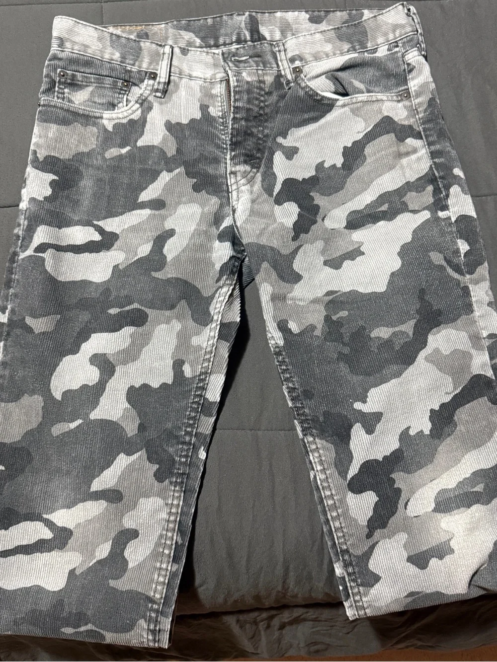 Levi's Men's 511 Corduroy Black & Gray Camo pants